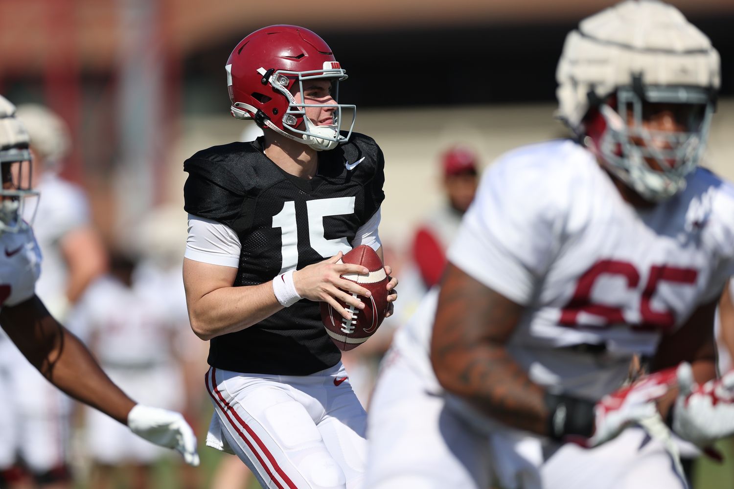 Ty Simpson, Alabama football practice - April 10, 2023